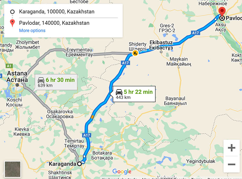 Караганда Павлодар Маршрут