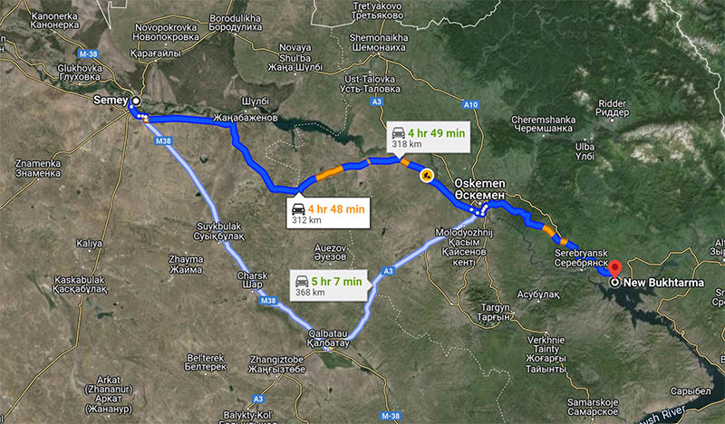 расстояние семей бухтарма