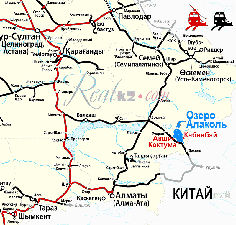 Карта алаколя с базами отдыха вко